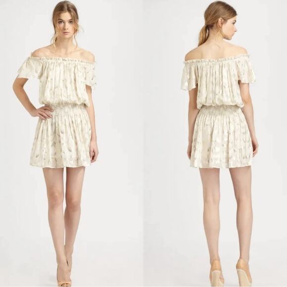 Rachel Zoe Frankie Metallic Silk Chiffon Grecian Peasant Mini Dress 4 - Picture 5 of 12